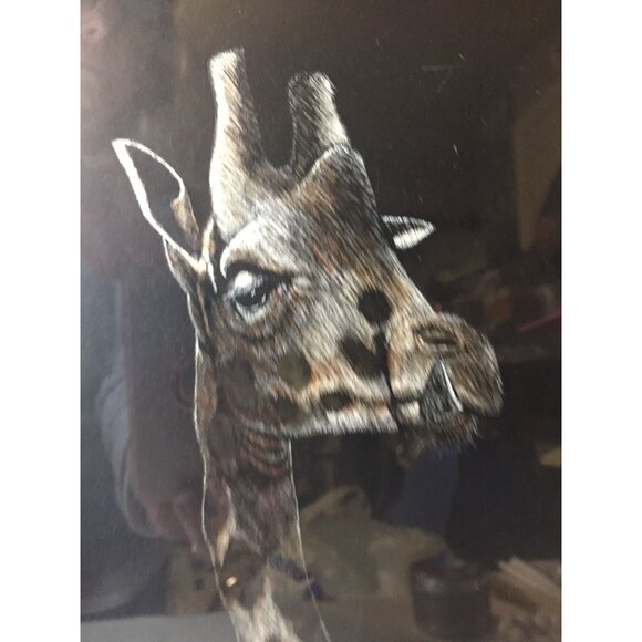 Original Scratchboard Giraffe Portrait by Carol Kehler-Hemdal (1985), Registered - Picture 13 of 14